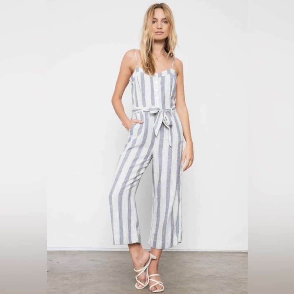 Rails Harper linen striped belted jumper